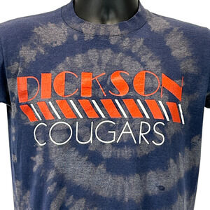 Vintage 80s Dickson County Cougars T Shirt Tennessee High School Blue S Small